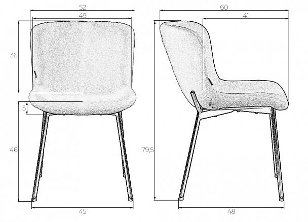 Стул обеденный DOBRIN MILO (черные ножки, черный букле (UF992-12)) - Вид 9
