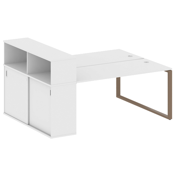 Metal System Р. ст. с шкафом-купе на О-образном м/к БО.РС-СШК-2.4 Т Белый/Мокко металл 2010*1475*1098 - Вид 1
