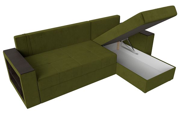 Диван угловой Дубай Лайт угол правый (полностью микровельвет зеленый) - Вид 7