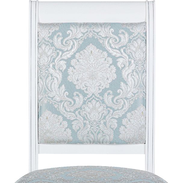 Стул деревянный с мягким сиденьем Бармс Белая эмаль серебрянная патина/Бирюзовый жаккард - Вид 7