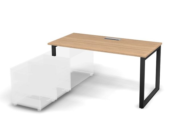 MATRIX 121B105-O Стол прямой, опора на тумбу, Merida (O-опоры) 1580х780х775 Швейц-й вяз/Темно-серый - Вид 1