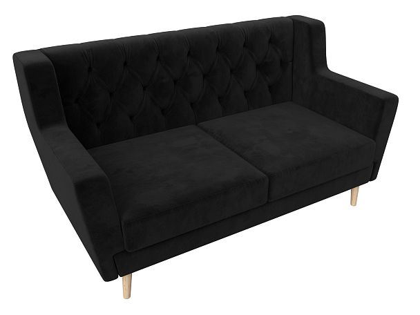 Прямой диван Брайтон 2 Люкс (полностью велюр черный) - Вид 5