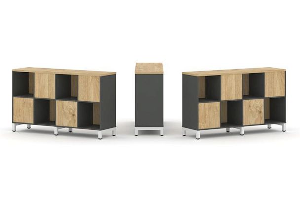 Style Project Набор стеллажа 2-х сторон., 2 яр. SN.NSD-241 Антрацит/Тиквуд Светлый/Металл Белый 1488 - Вид 1