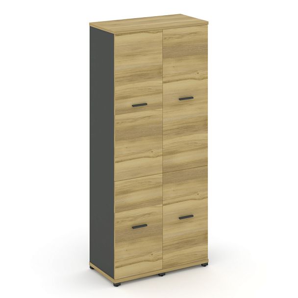 Concept Шкаф 2 узкие секции, 5 ниш CN.STU-522 A Дуб Винченцо/Антрацит/Металл Антрацит 836*420*1922 - Вид 1