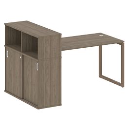 Metal System Quattro Стол письменный с шкафом-купе на О-образном м/к 40БО.РС-СШК-3.3 Т Вяз/Мокко металл 1810*1120*1098 - Фото предпросмотра