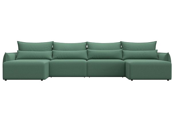 Диван П-образный Лига-051 НПБ Лонг Рогожка зеленый - Вид 2