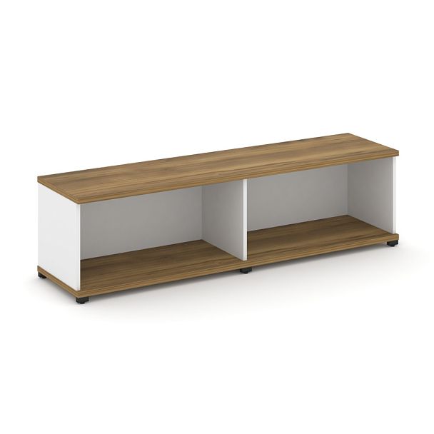 Concept Стеллаж 2 широкие секции, 1 ниша CN.STS-120 Сандал Янтарный/Белый Бриллиант/Металл Черный 1668*420*450 - Вид 1