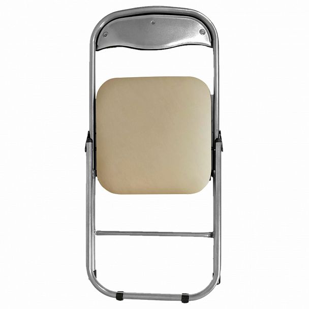 Стул складной для дома и офиса РС04, серебристый каркас, кожзам бежевый - Вид 4