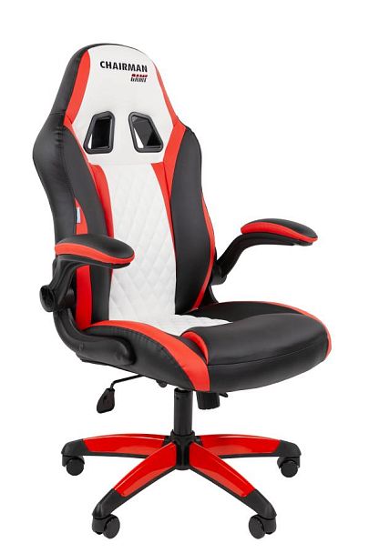 Кресло Chairman game 15 Россия экокожа черный/красный/белый - Вид 1