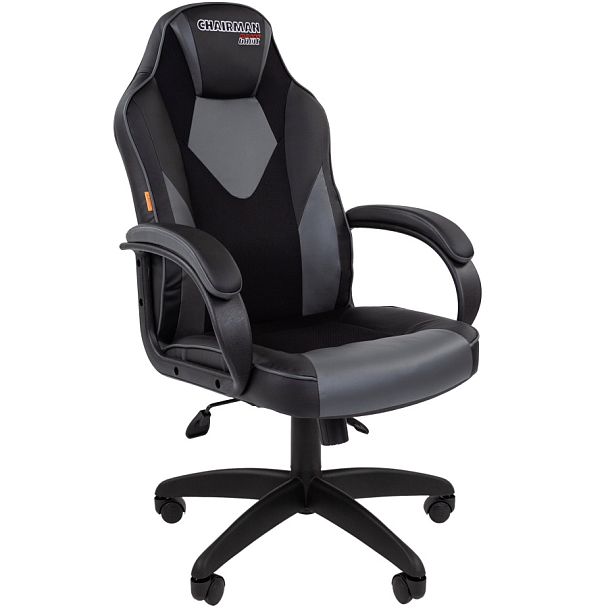 Кресло CHAIRMAN GAME 17, экокожа, черный/серый - Вид 1
