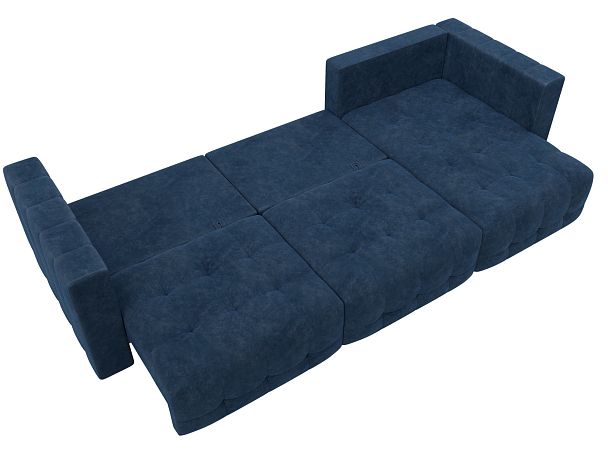 Диван угловой Лига-052 НПБ Лонг угол универсальный Велюр синий - Вид 9