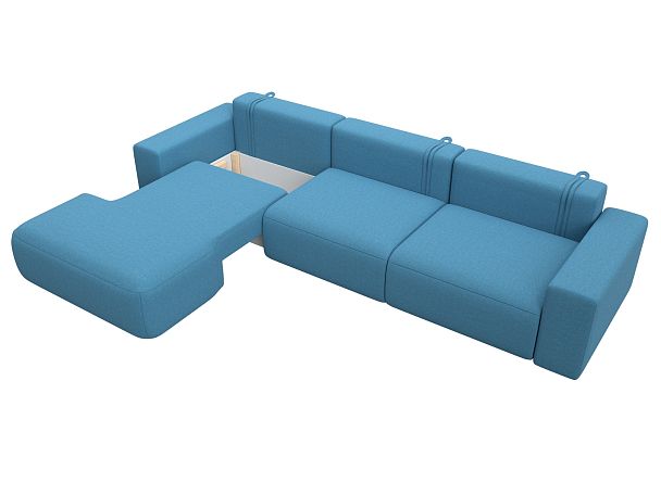 Диван угловой Лига-036 НПБ Классик Лонг левый угол Рогожка голубой - Вид 7