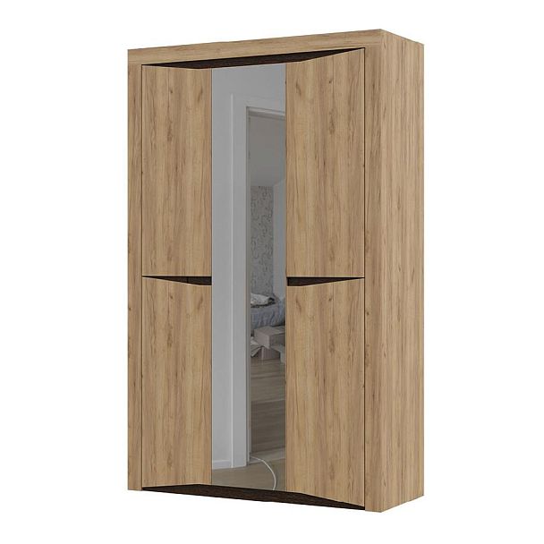 Спальня "Паола" ШК 702 (1376х2200х532 мм) дуб крафт золото - Вид 1