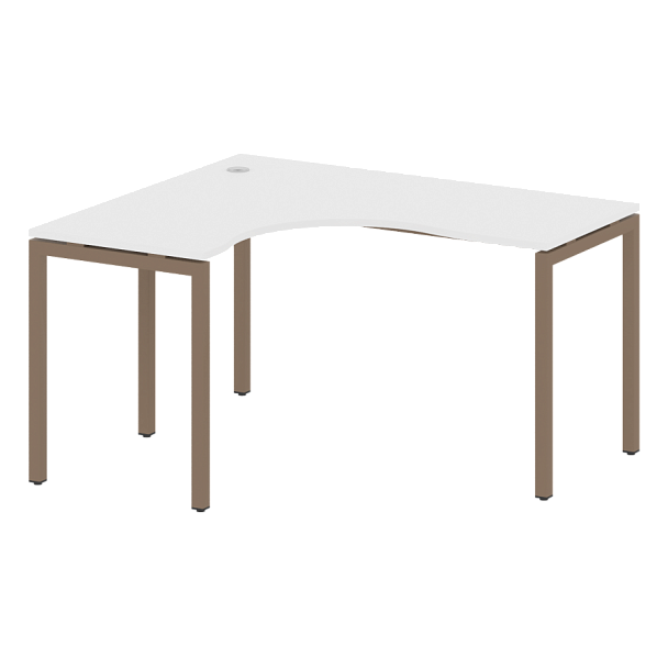 Metal System Quattro Стол криволинейный левый на П-образном м/к 40БП.СА-3 (L) Белый/Мокко металл 1400*1200*750 - Вид 1
