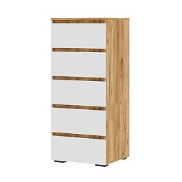 Хелен КМ 03 Комод 502 5 ящиков (0,502х1,188х0,460) белый/дуб крафт золото - Фото предпросмотра