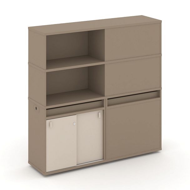 Estetica Набор №21. Тумба двойная+высокая надставка ES.NB.2V-21 Латте/Капучино 1500*410*1520 - Вид 1