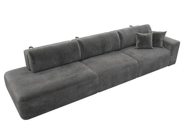 Диван прямой Лига-036 НПБ Модерн Лонг подлокотник справа Велюр серый - Вид 5