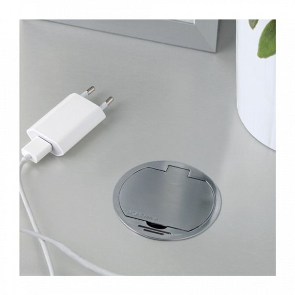 Встраиваемая розетка-удлинитель "Аксессуары для столов и станций"  ПК-АСС-РЗ/ВУ-В1-65 металлик - Вид 1