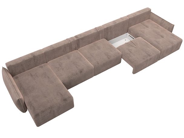 Диван п-образный Лига-051 НПБ МегаЛонг Велюр бежевый - Вид 7