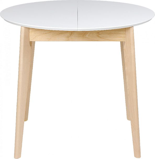 Обеденная группа стол раздвижной Норден D90 Белый/Натуральный и 2 стула Мэти Натуральный/Серый велюр - Вид 3