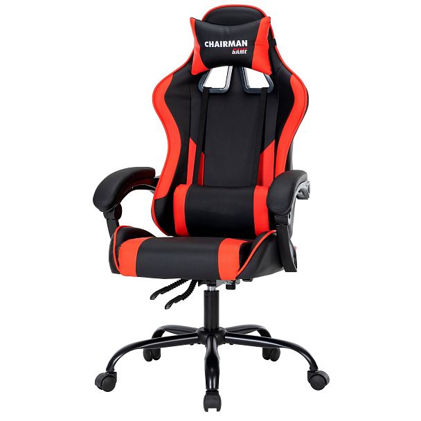 Кресло CHAIRMAN CH41, экокожа, черный/красный - Вид 5