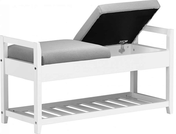 Обувница деревянная Вудсен Белый/Светло-серый велюр - Вид 3