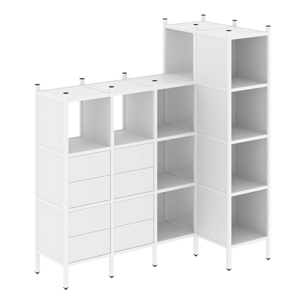 Loft Угловой внутренний стеллаж наборный VR.L-47 Белый бриллиант/Белый металл 1694*862*1869 - Вид 1
