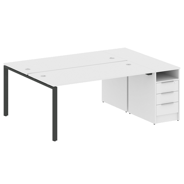 Metal System Р. ст. с тумбой на П-образном м/к БП.РС-СТП-2.4 Белый/Антрацит металл 2012*1475*750 - Вид 1