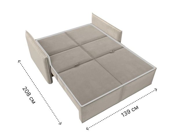 Диван прямой Либерти мини Микровельвет бежевый - Вид 12