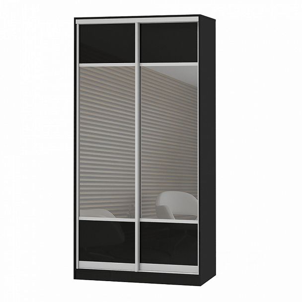 Шкаф Дерби 1097 ЗР- ЗР "Шкафы-купе" ПК-ДЕБ-Ш215Х110СЗ/1-В1-115 черный - Вид 1