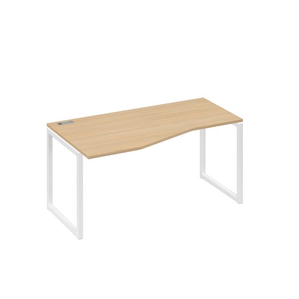 Стол эргономичный левый "Техно" на металлокаркасе QUATTRO A4 А4 Б4 065 БП натуральный дуб / металлокаркас белый - Вид 1