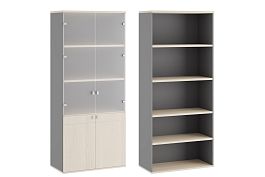 Шкаф для бумаг со стеклом (стекло без рамы) Tess 90x45x207 дуб шамони светлый - Фото предпросмотра