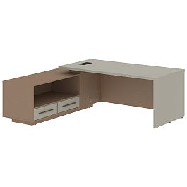 Стол руководителя с тумбой VCT 2119(L) Аметист/Бронза браш/Кобра 2100х1900х750 VELION - Фото предпросмотра