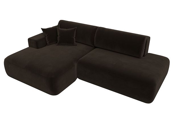 Диван угловой Лига-036 Модерн левый угол Микровельвет коричневый - Вид 6