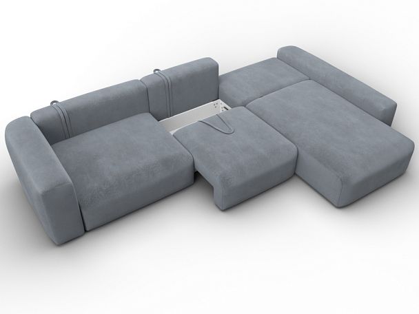 Диван угловой Лига-066 НПБ Лонг угол правый Велюр серый - Вид 9
