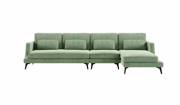 Albert диван четырехместный с шезлонгом, бархат зеленый 19 - Вид 2