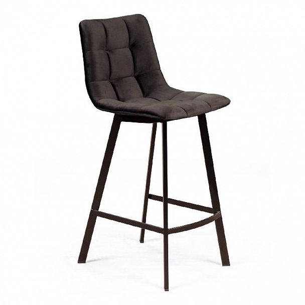 Стул полубарный UNO, бархат антрацит 14 / чёрный профиль - Вид 1