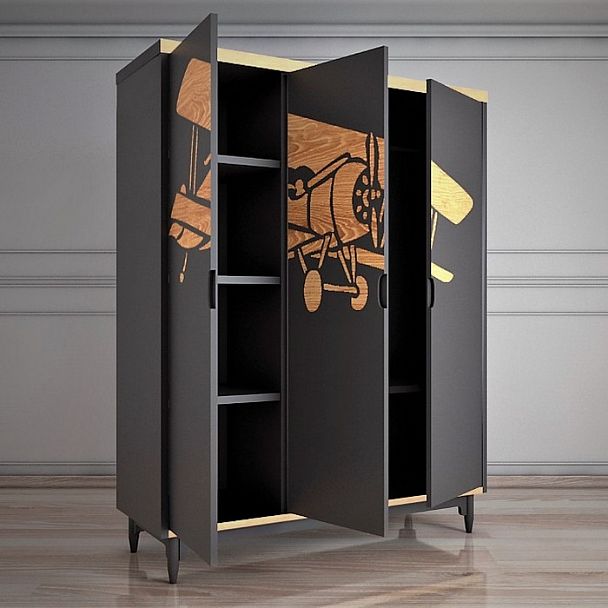 Шкаф 3х дверный с самолетом "Travel" TRV05G - Вид 3