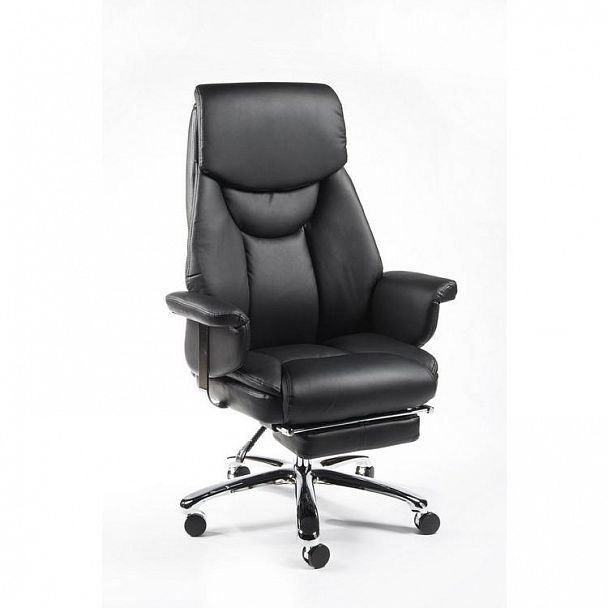 Кресло Парламент / (black) сталь + хром / черная экокожа - Вид 1