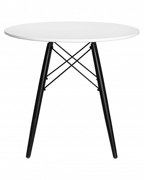 Стол обеденный DOBRIN CHELSEA`80 BLACK (столешница белая, основание черное) - Вид 2