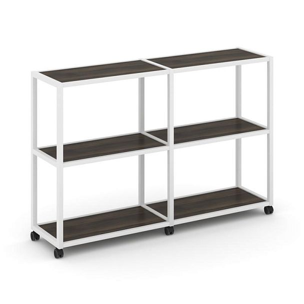 Shelf Mobile Стеллаж 3 уровня 2 секции VR.LT-STK-311.12 Дуб Мали/Металл Белый 2370*400*1046 - Вид 1