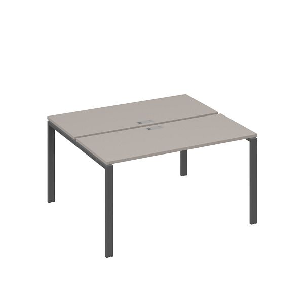 Рабочая станция на каркасе UNO столы 2х140 A4 А4 Б1 171 БП мокко премиум / металлокаркас антрацит - Вид 1