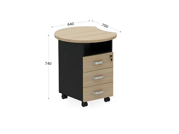 БЕРЛИН / BERLIN Тумба приставная левая 640х700х740 Акация/Черный - Вид 2