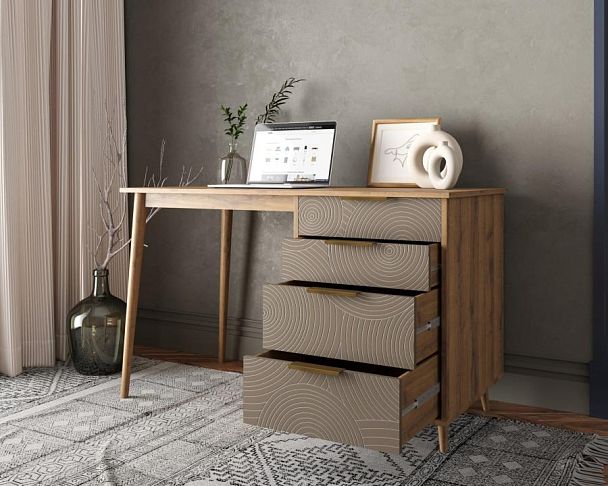 Стол рабочий Line одной тумбой R23/beige - Вид 2