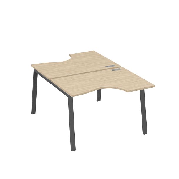 Рабочая станция со столами (2х120) каркас TRE A4 А4 Б3 183  БП дуб скандинавский / металлокаркас антрацит - Вид 1