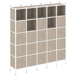 Loft Прямой стеллаж наборный VR.L-10 Дуб аттик/Белый металл 2110*446*2280 - Фото предпросмотра