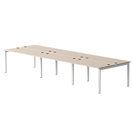 Бенч-система на 6 мест Everprof EVO на металлокаркасе 3540х670(1370)x755 Дуб Соната/Белый - Фото предпросмотра