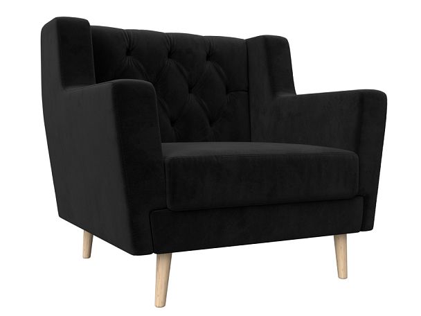 Кресло Брайтон Люкс (полностью велюр черный) - Вид 1