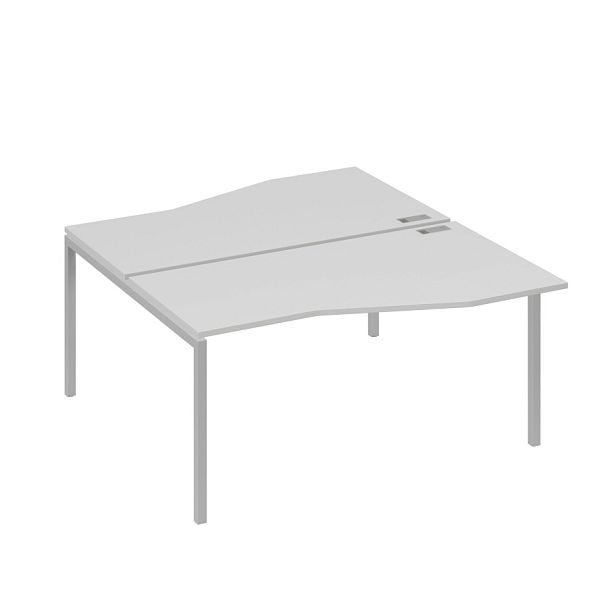 Станция со столами Техно эргономичными (2х160) каркас DUE A4 А4 Б2 191 БП серый / металлокаркас серый - Вид 1