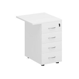 Брифинг-приставка с тумбой 4-ящичной с замком Комфорт К.307 белый премиум - Фото предпросмотра